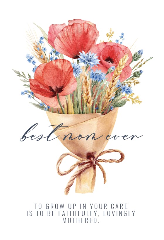 Bouquet of poppies -  tarjeta del día de la madre