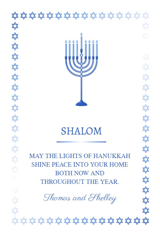 Bright peace - hanukkah card