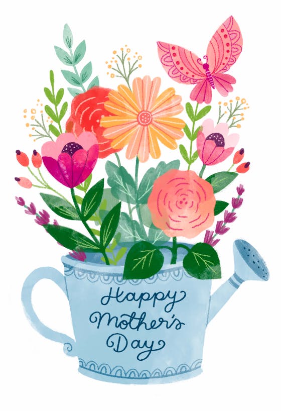 Bucket full of flowers -  tarjeta del día de la madre