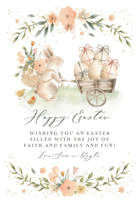 Bunny carries eggs - easter card