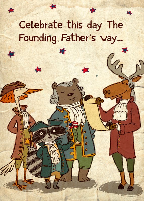 Celebratint the founding fathers way -  tarjeta de día festivo