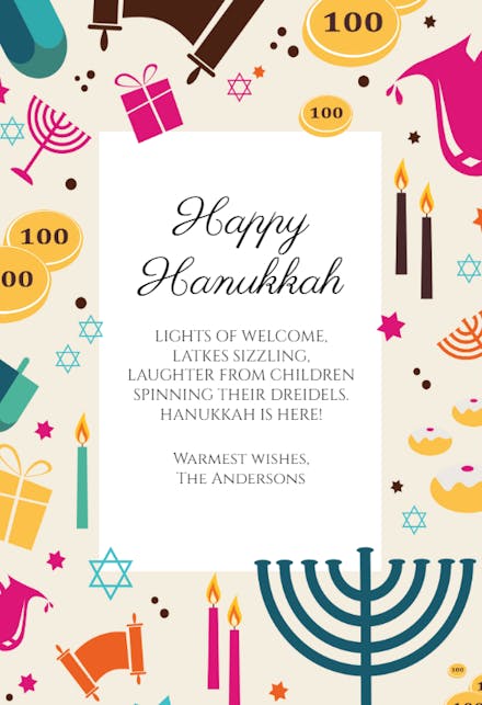 Celebration Symbols - Hanukkah Card (Free) | Greetings Island