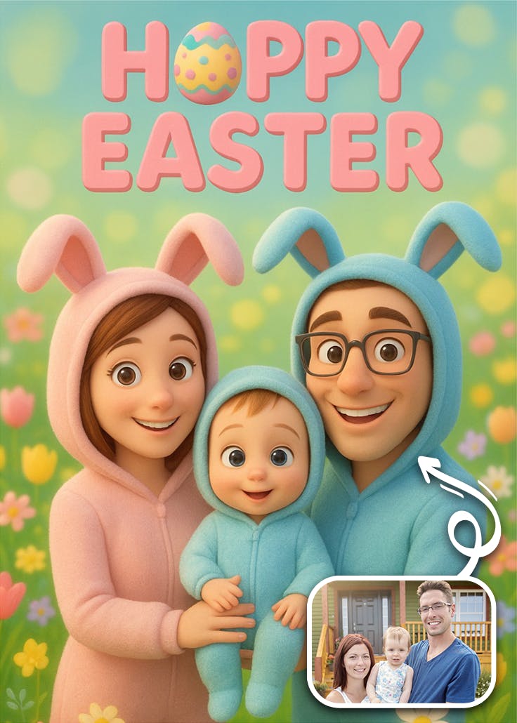 Cheerful bunnies - easter card