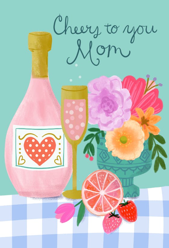 Cheers to you mom - tarjeta del día de la madre