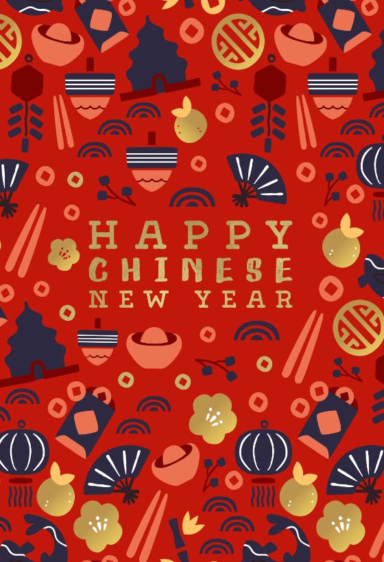 Chinese icons -  tarjeta para el año nuevo chino