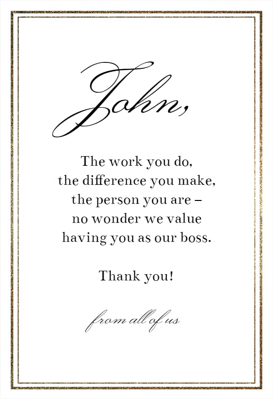 Classic message - boss day card