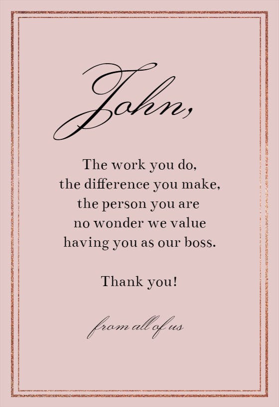 Classic message - boss day card