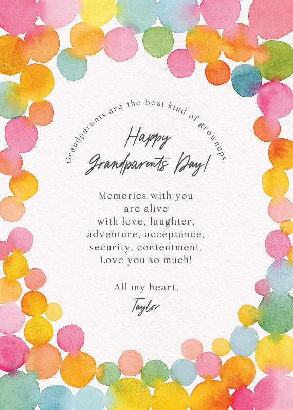 Color drops - grandparents day card