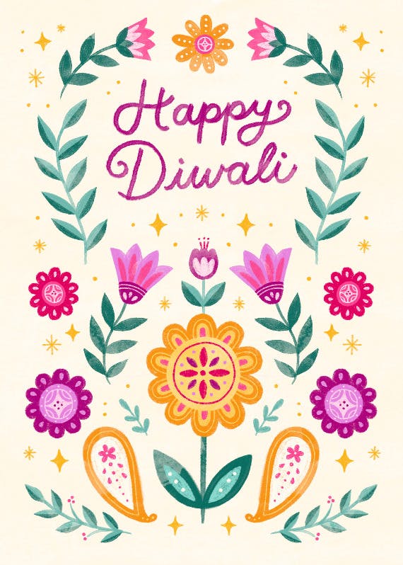 Colorful flowers decoration -  tarjeta de diwali