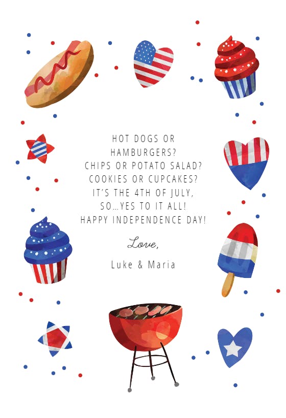Cookout day - 4th of july greeting card