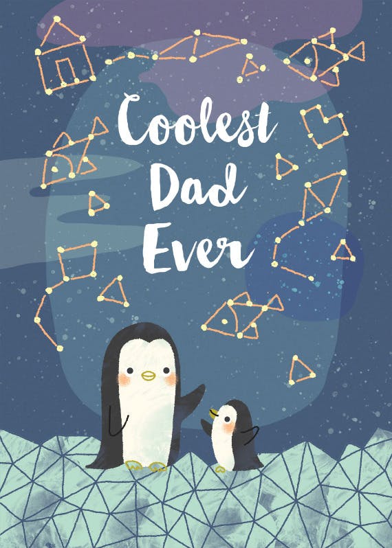Cool penguins -  tarjeta del día del padre