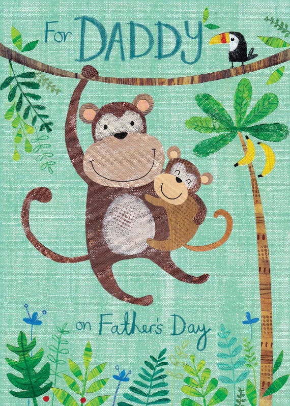 Daddy monkeys -  tarjeta del día del padre