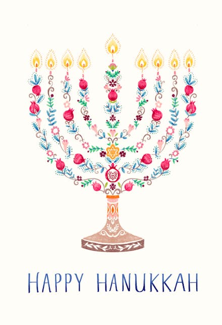 Decorative Menorah - Hanukkah Card