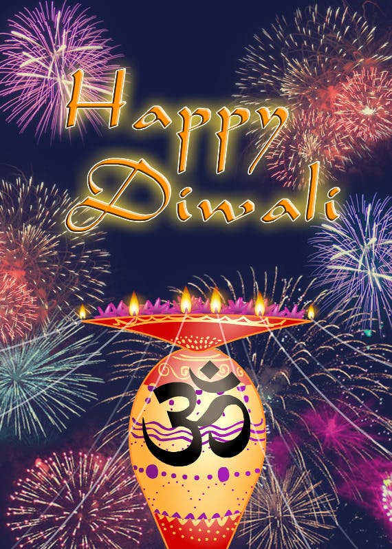 Diwali's fireworks -  tarjeta de diwali