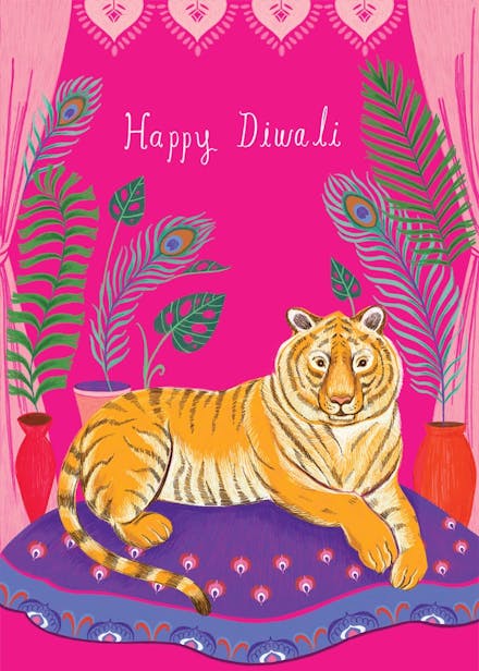 Diwali tiger - diwali card