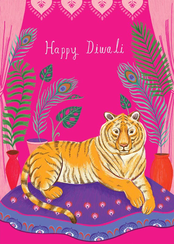 Diwali tiger -  tarjeta de diwali
