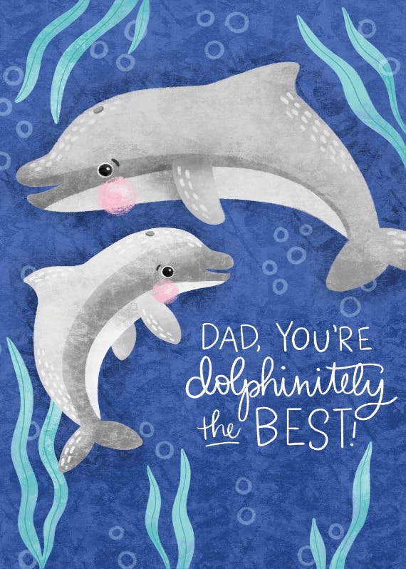 Dolphins father's day -  tarjeta del día del padre