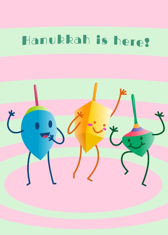 Dreidel party - hanukkah card
