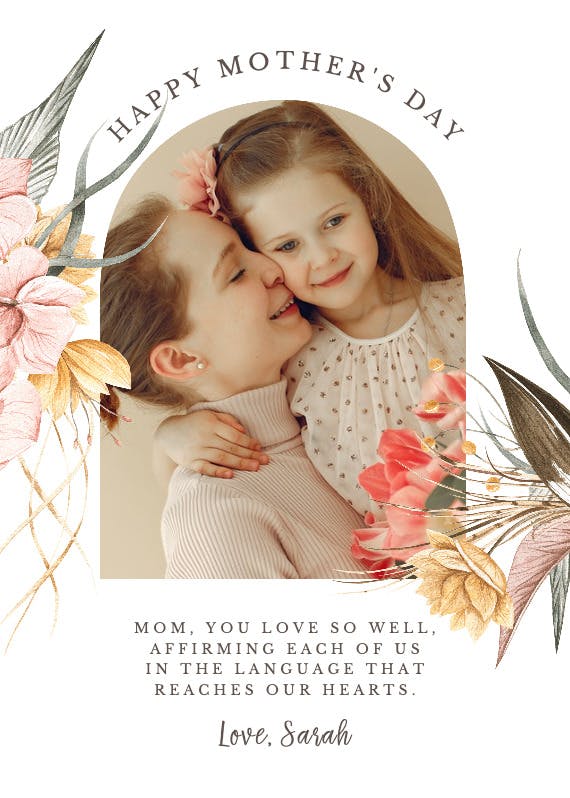 Dusty pink orchids arch - mother's day card