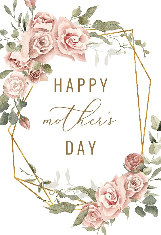 Dusty pink rose gold border - mother's day card