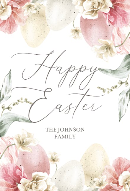 Easter Eggs and Flowers - Easter Card