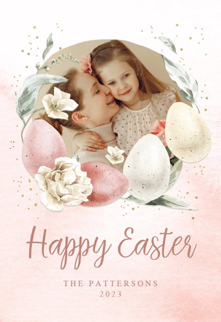 Eggs and Flowers Wreath - Easter Card