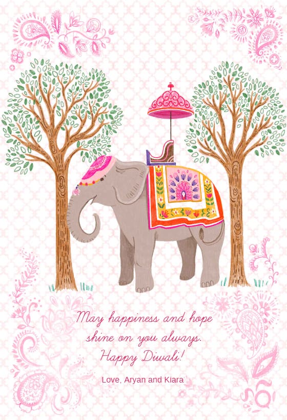 Elephant diwali - diwali card