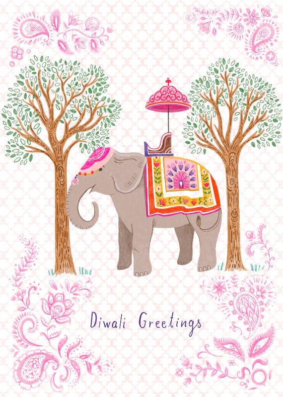 Elephant paisley diwali -  tarjeta de diwali