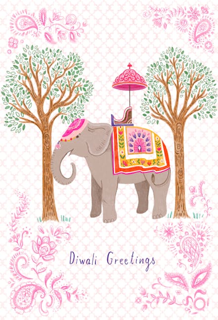 Elephant paisley Diwali - Diwali Card