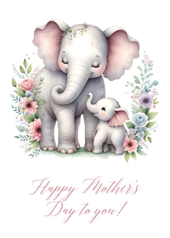 Elephantic love -  tarjeta del día de la madre