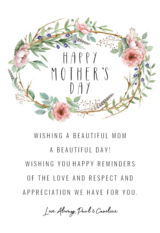 Feathered floral - mother's day card