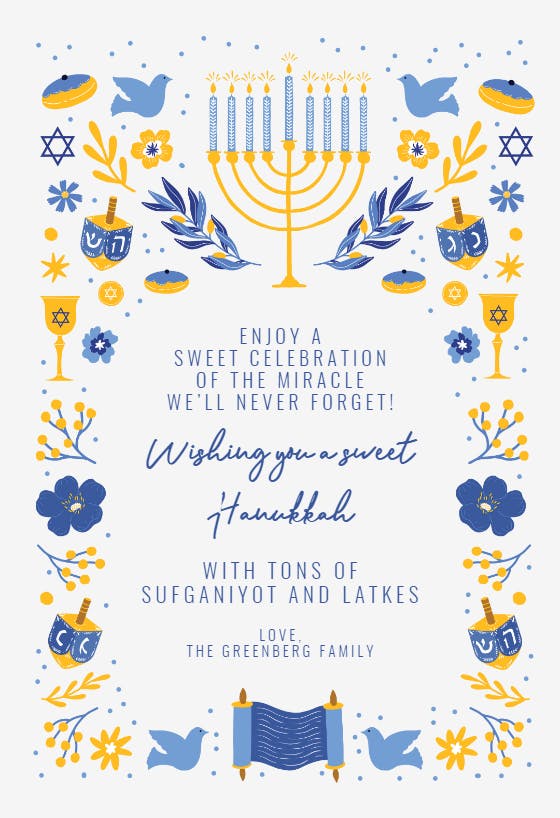 Festival of light - hanukkah card