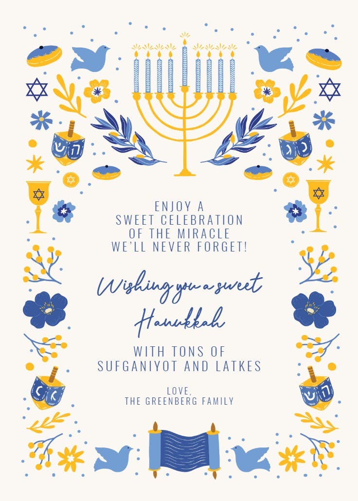 Festival of light - tarjeta de hannukah