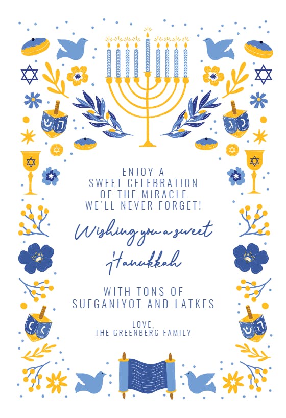 Festival of light - hanukkah card