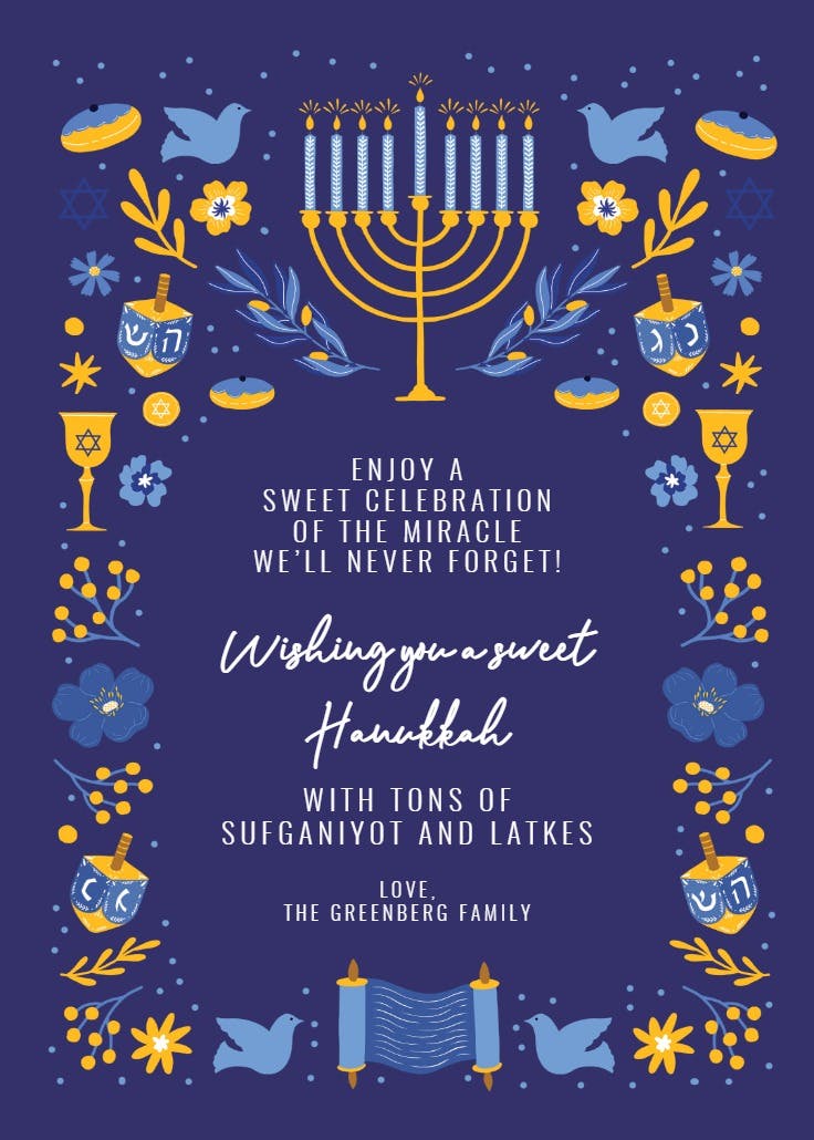 Festival of light - tarjeta de hannukah