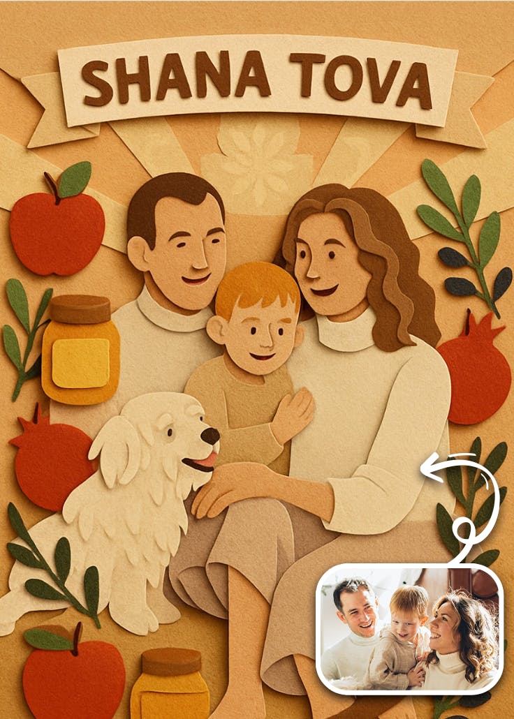 Festive paper cut - tarjeta de rosh hashanah