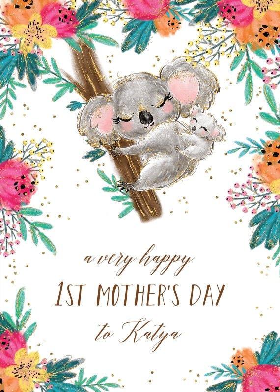 First mothers day koala - tarjeta del día de la madre