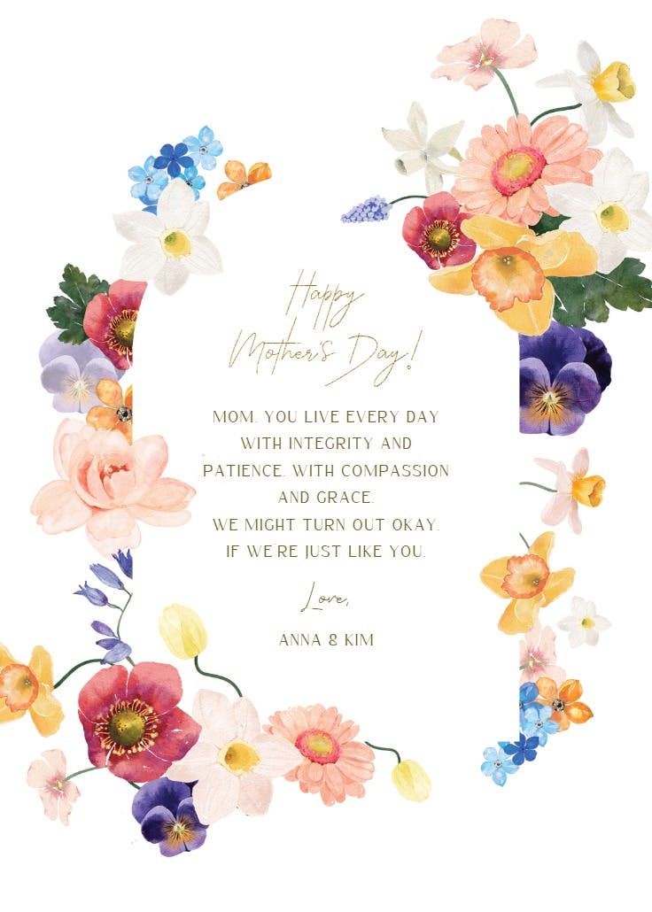 Floral arch blooms - mother's day card