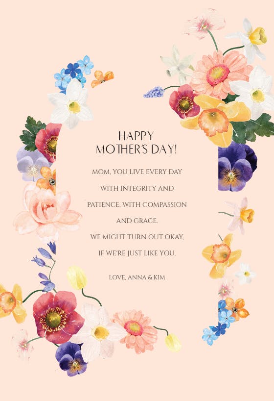 Floral arch blooms - mother's day card