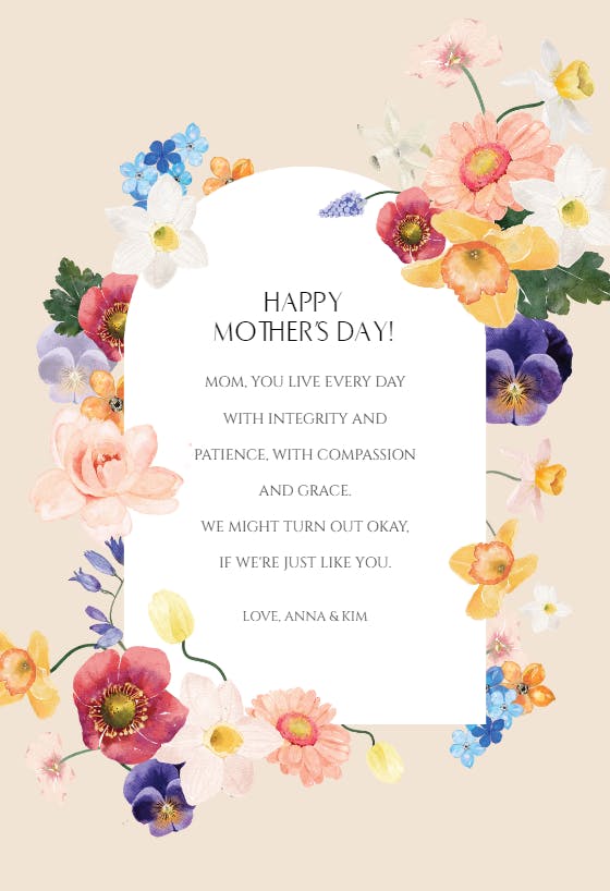 Floral arch blooms -  tarjeta del día de la madre