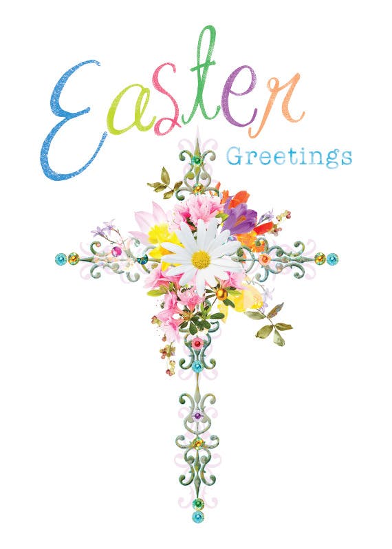 Floral cross - easter card
