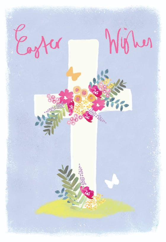 Floral cross -  tarjeta de pascua