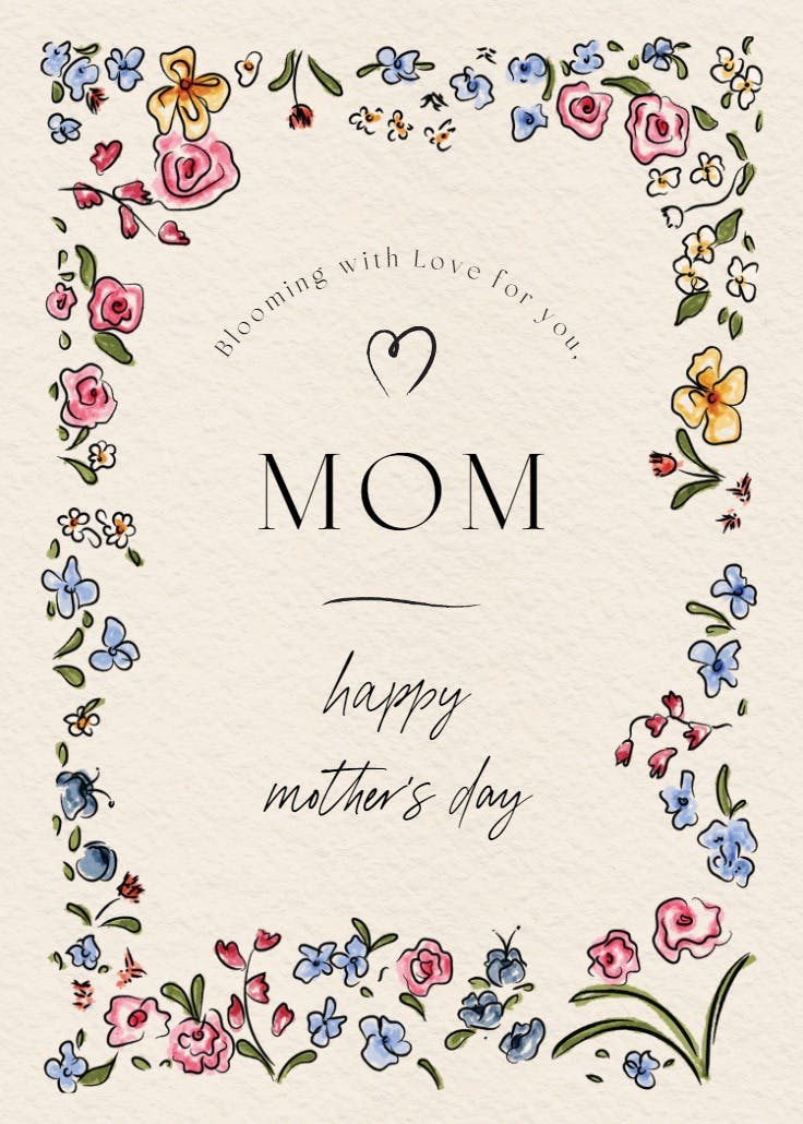 Floral doodles - mother's day card