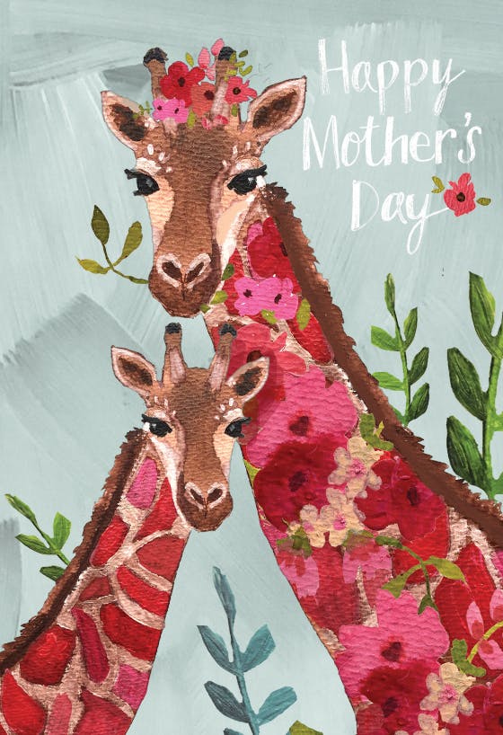 Floral giraffe - tarjeta del día de la madre