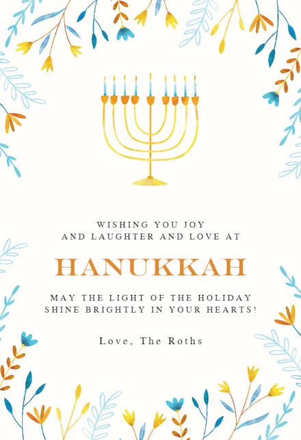 Floral Stems - Hanukkah Card