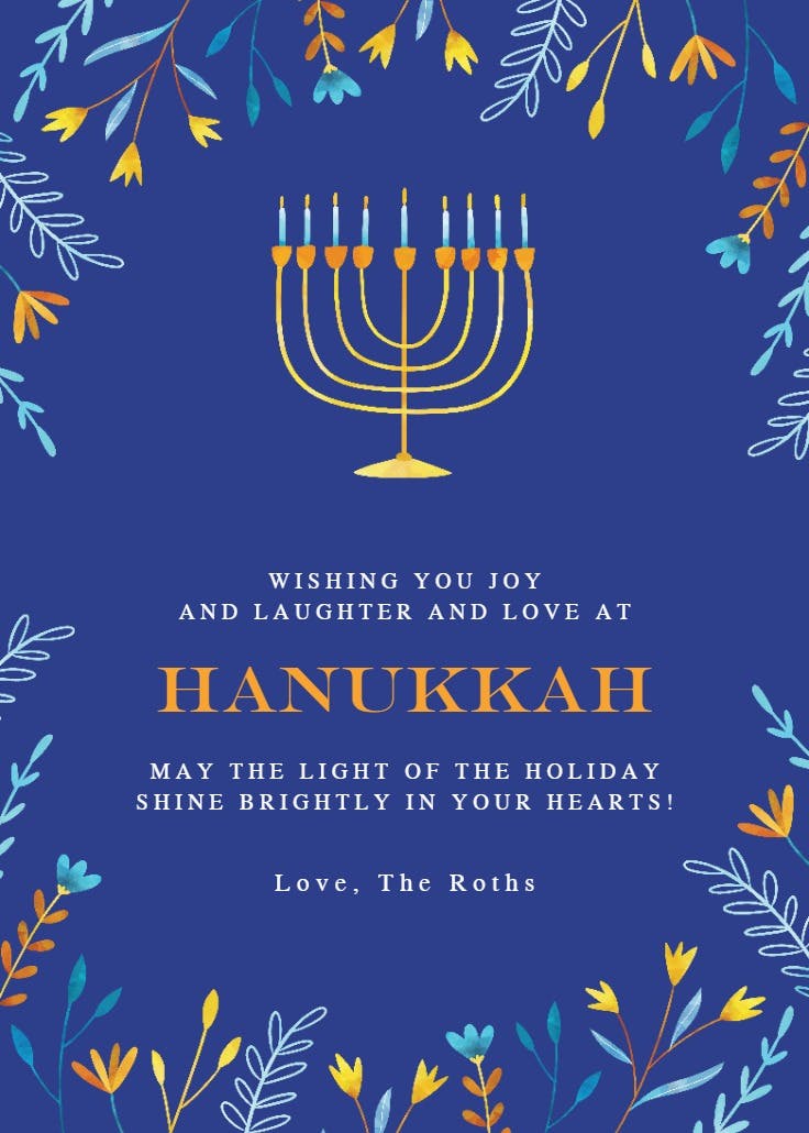 Floral stems - tarjeta de hannukah