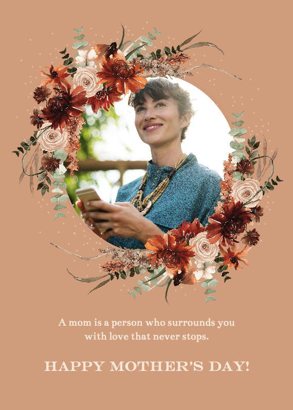 Floral terracotta frame - tarjeta del día de la madre