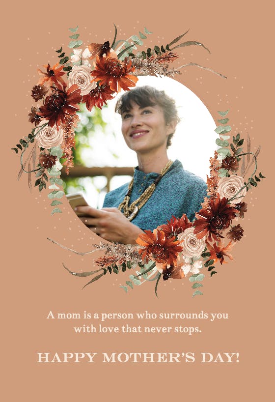 Floral terracotta frame - holidays card