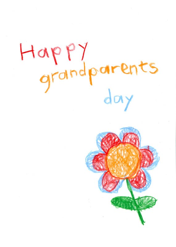 Flower child drawing -  tarjeta para el día de los abuelos