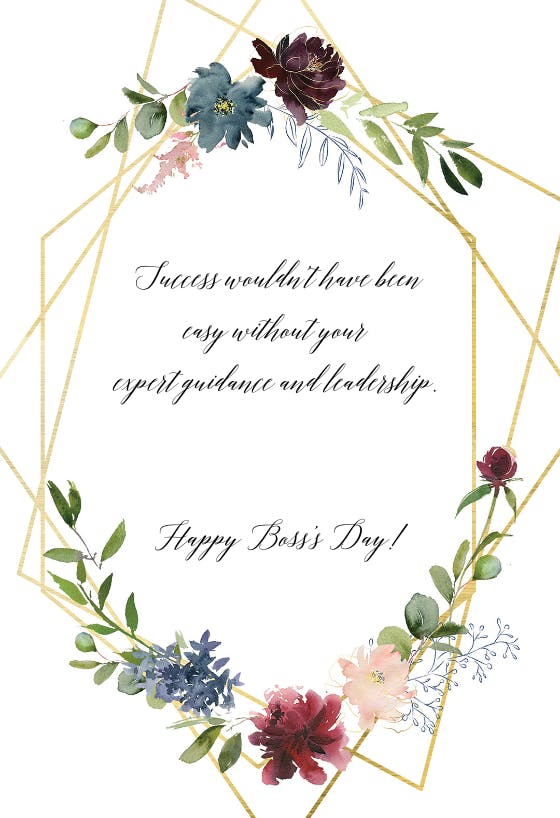 Geometric & Flowers - Boss Day Card (Free) | Greetings Island